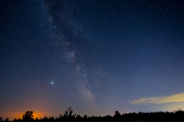 night prairie under a starry sky with milky way