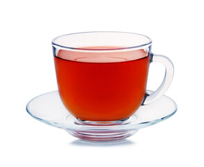 Mug with tea isolated on white background