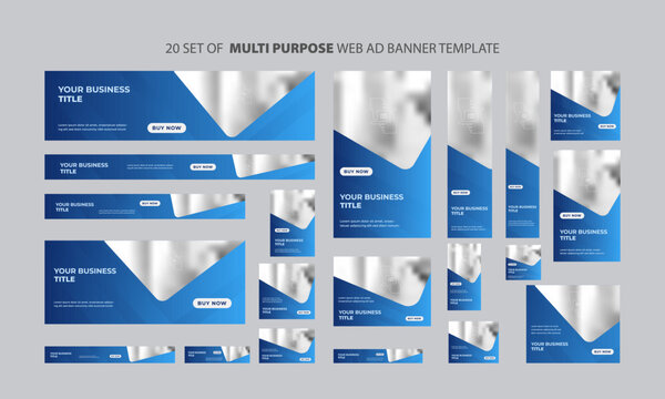 Set of Creative Web Banners of Standard Size Square, Horizontal and Vertical with a Place for Photos, Vector Template.
