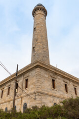 close-up of the cabo de palos lighthouse, in Murcia.