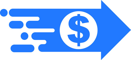 Obraz premium Fast money transfer icon, sent money icon, money transfer icon with dollar sign, quick money transfer icon