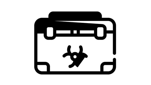 disposal box for biomaterials, needles and syringes black icon animation