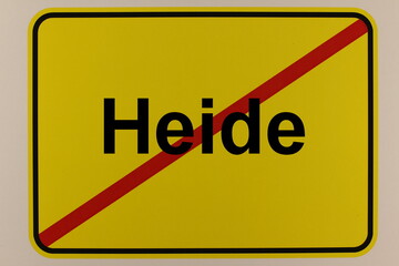 Illustration eines Stadtausgangsschildes der Stadt Heide