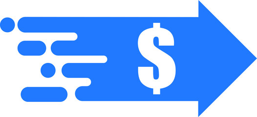 Fast money transfer icon, sent money icon, money transfer icon with dollar sign, quick money transfer icon