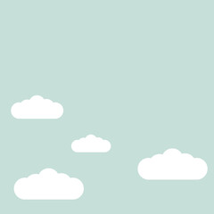 Sky blue background with clouds, vector illustration