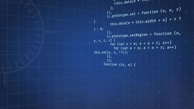 software developer programming code, looped abstract animation. computer script big data concept. animated tech background. binary code, digits, numbers, virtual reality. Programming language typing