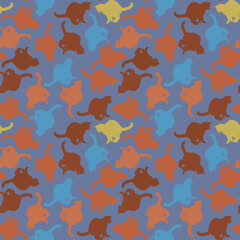 Seamless texture or endless pattern - colored cats. Wallpaper, background for a site or blog, textiles, packaging.