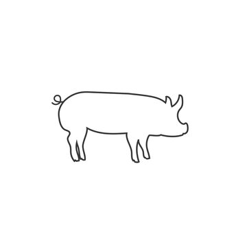 recommend clip art: Vector pig silhouette. Pig silhouette line icon isolated on white background