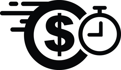 Fast money transfer icon, sent money icon, money transfer icon with dollar sign, quick money transfer icon
