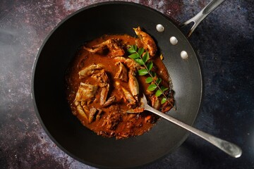 Homemade Kerala Crab curry / Masala crabs, selective focus