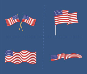 set american flags