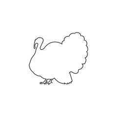 Vector image of silhouette of turkey line icon