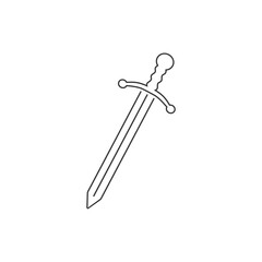 Steel sword vector line icon illustration isolated on white background