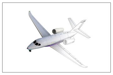 3D design of an airplane.