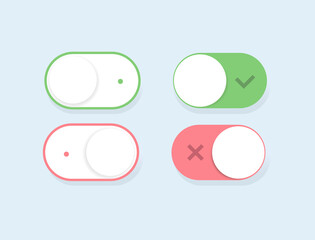 Set of Power ON OFF Switch slider button toggle. Flat icon illustration vector.