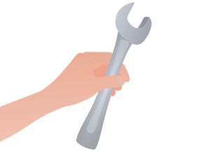 Hand hold wrench key. vector