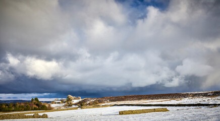 Late afternoon, and storm clouds begin to gather over moorland at 900ft