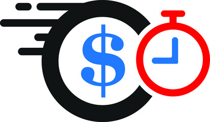 Fast money transfer icon, sent money icon, money transfer icon with dollar sign, quick money transfer icon