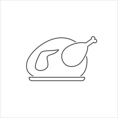 Roast chicken line icon. Vector flat illustration