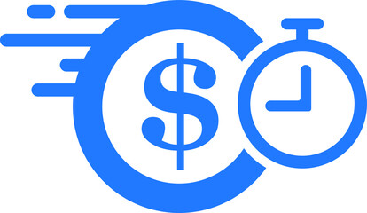 Fast money transfer icon, sent money icon, money transfer icon with dollar sign, quick money transfer icon