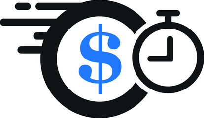 Fast money transfer icon, sent money icon, money transfer icon with dollar sign, quick money transfer icon