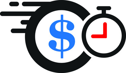 Fast money transfer icon, sent money icon, money transfer icon with dollar sign, quick money transfer icon