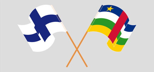 Crossed flags of Finland and Central African Republic. Official colors. Correct proportion