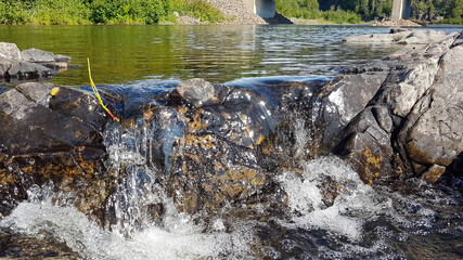 Closeup of a tiny waterfall