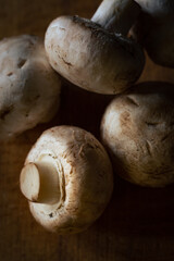 mushrooms on a wooden table