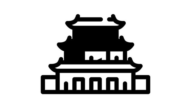 puning temple, china black icon animation