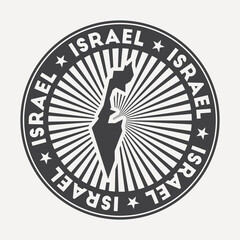 Israel round logo. Vintage travel badge with the circular name and map of country, vector illustration. Can be used as insignia, logotype, label, sticker or badge of Israel.