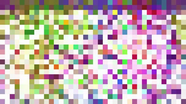 Abstract generative art animation with random colored pixels 