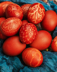 painted easter eggs with ukrainian ornaments	
