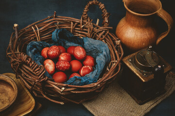 painted easter eggs with ukrainian ornaments	
