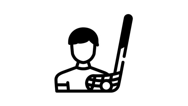 floorball sport game black icon animation