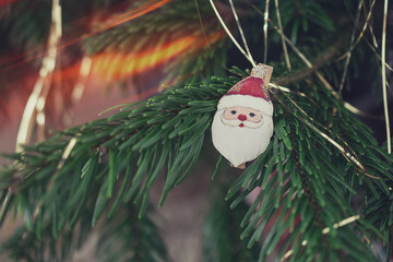 macro photography of christmas tree decorations clothespins