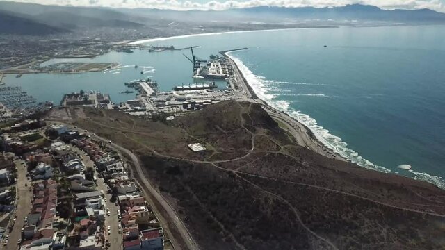 Aerial shot of a newly urbanized coastal area in Mexico