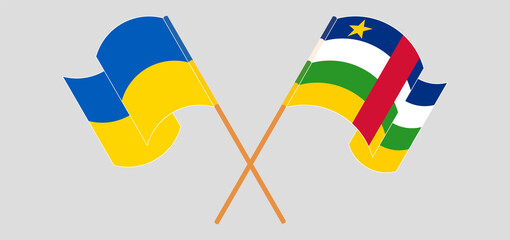 Crossed flags of Ukraine and Central African Republic. Official colors. Correct proportion