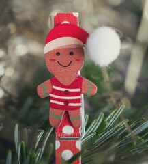 Obraz premium macro photography of christmas clothespins decorative