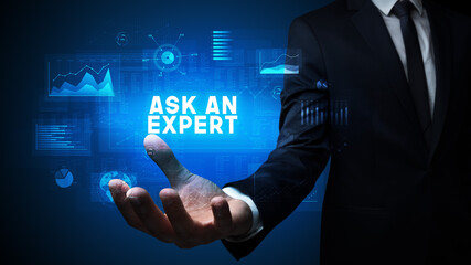 Hand of Businessman holding motivational message