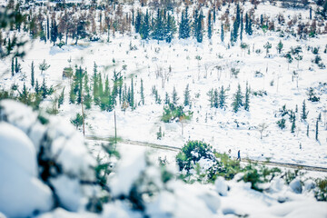 winter landscape with mountains and snow