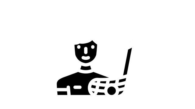 floorball sport game glyph icon animation