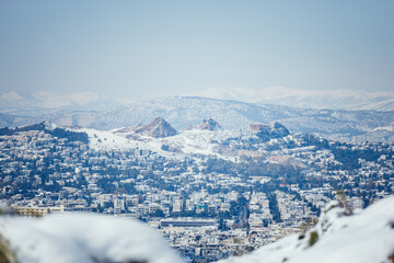 winter landscape with mountains and snow