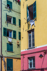 Fototapeta na wymiar Colorful walls in Genoa Italy