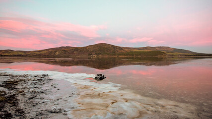 Partially frozen Loch Fleet sunset