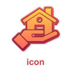 Gold Realtor icon isolated on white background. Buying house. Vector