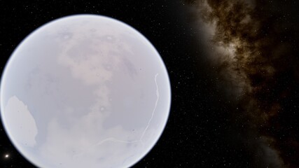 super-earth planet, realistic exoplanet, planet suitable for colonization, earth-like planet in far space, planets background 3d render