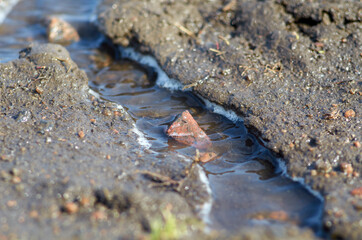 The water flows in a stream