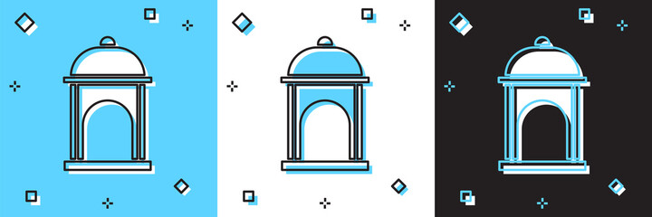 Set Muslim Mosque icon isolated on blue and white, black background. Vector