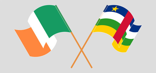 Crossed flags of Ireland and Central African Republic. Official colors. Correct proportion